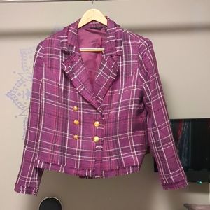 G by Giuliani purple plaid blazer